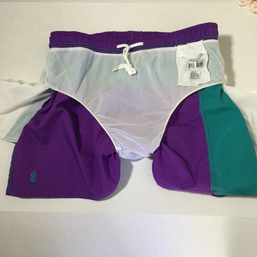 Vintage men swim trunks teal and purple size XL - Picture 5 of 8